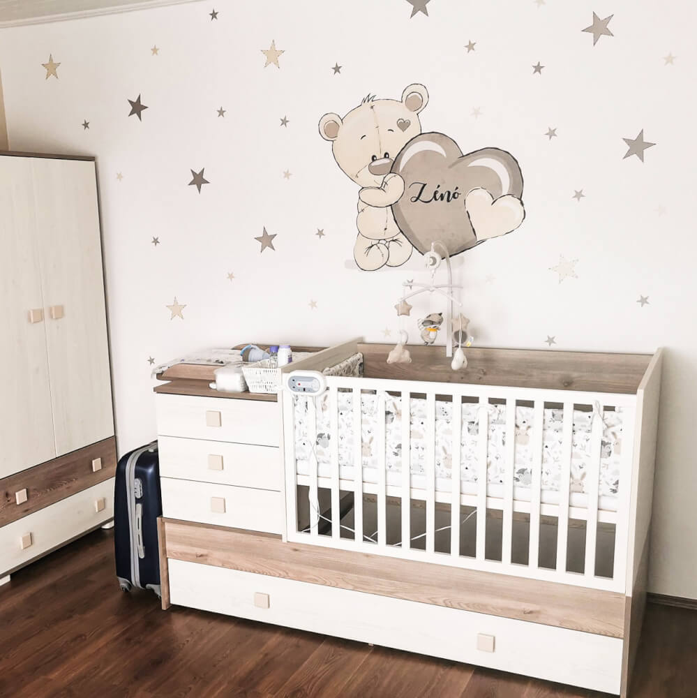 Stickers Muraux Vinyle Winnie l'ourson Nom Personnalisé Monogramme Bébé  Bonne Nuit Fais de beaux rêves Autocollant Décoratifs D'intérieur Mur  Chambre