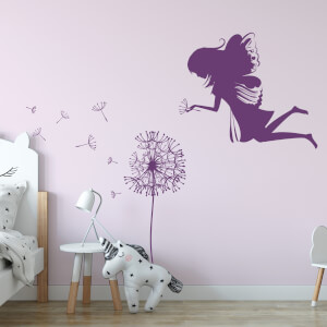 Sticker Mural Fille Elfe avec Fleurs Pour Chambre D'Enfants Fee