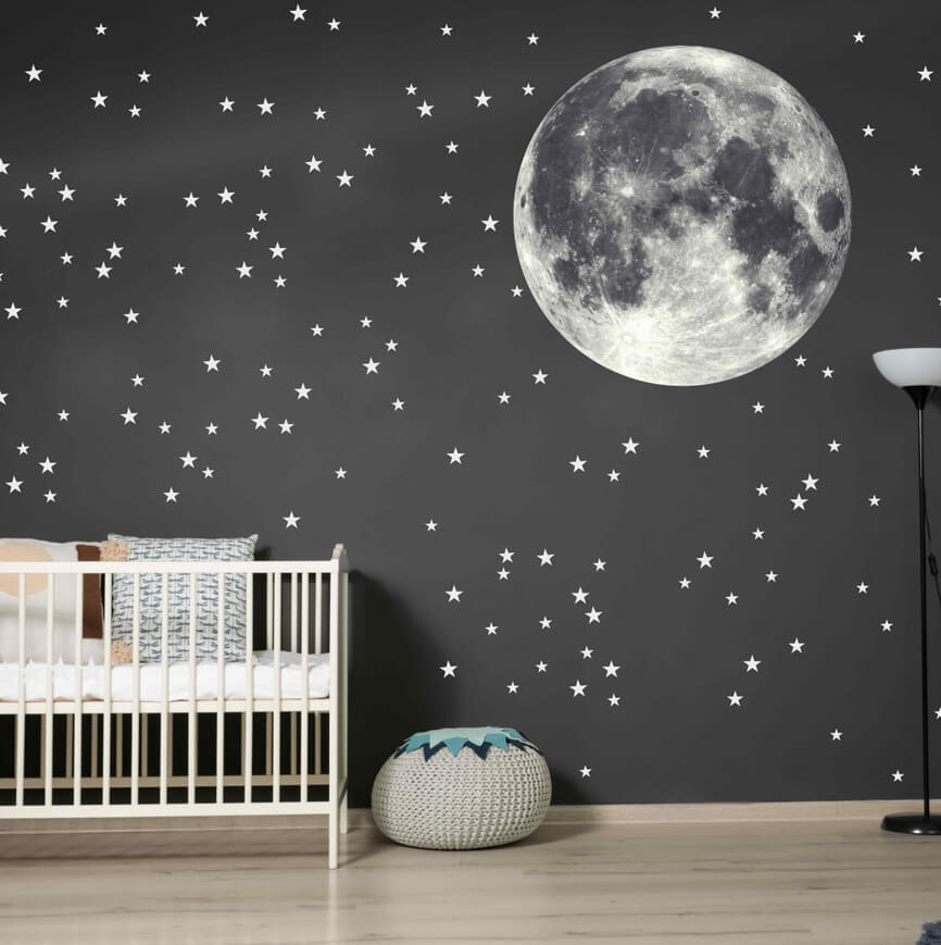 Autocollant décoratif Lune et étoiles pour enfant